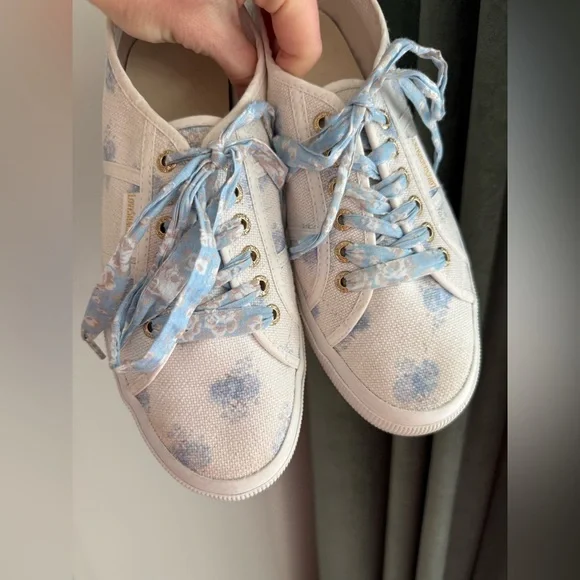 Superga x LoveShackFancy 2750 Sneaker Morning Mist - White/Blue Floral- Size 9.5 - Picture 3 of 15